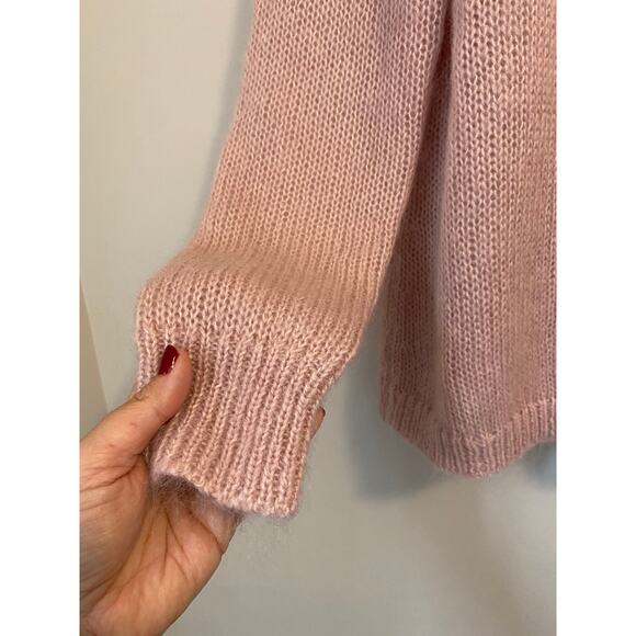 Jack Wills mohair wool blend fuzzy knit sweater crew neck soft pink womens sz 2 - Picture 3 of 6